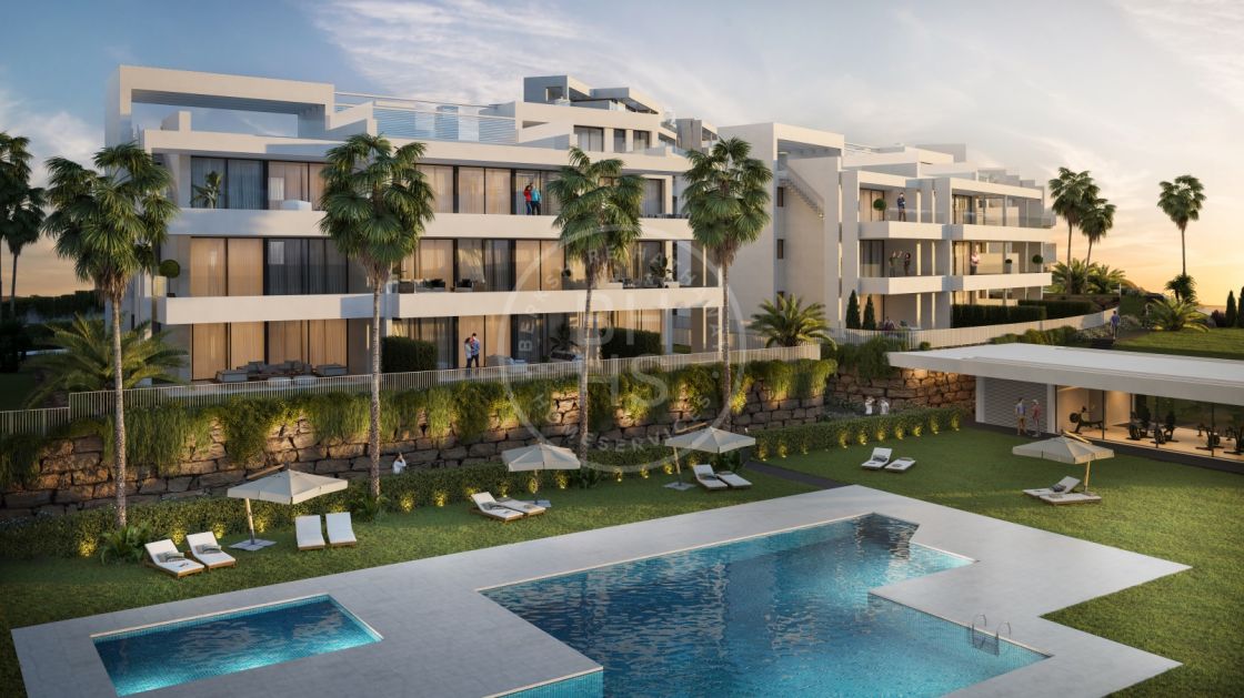 Modern first-floor apartment in an off-plan development with sea and golf views close to the Estepona marina