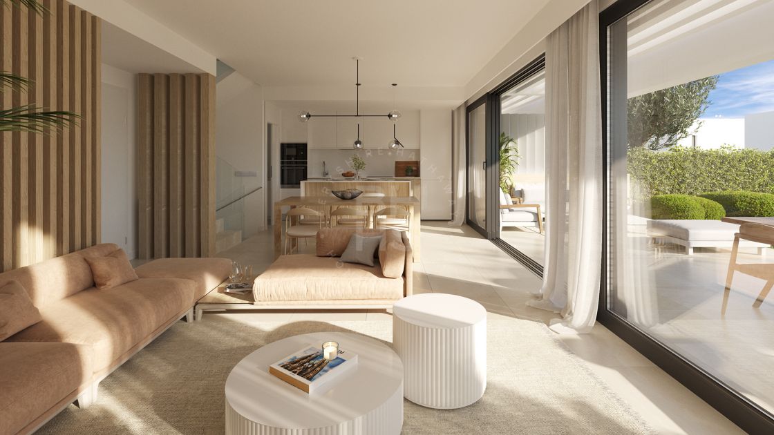 Exclusive off-plan semi-detached villa with solarium and basement next to Atalaya Golf