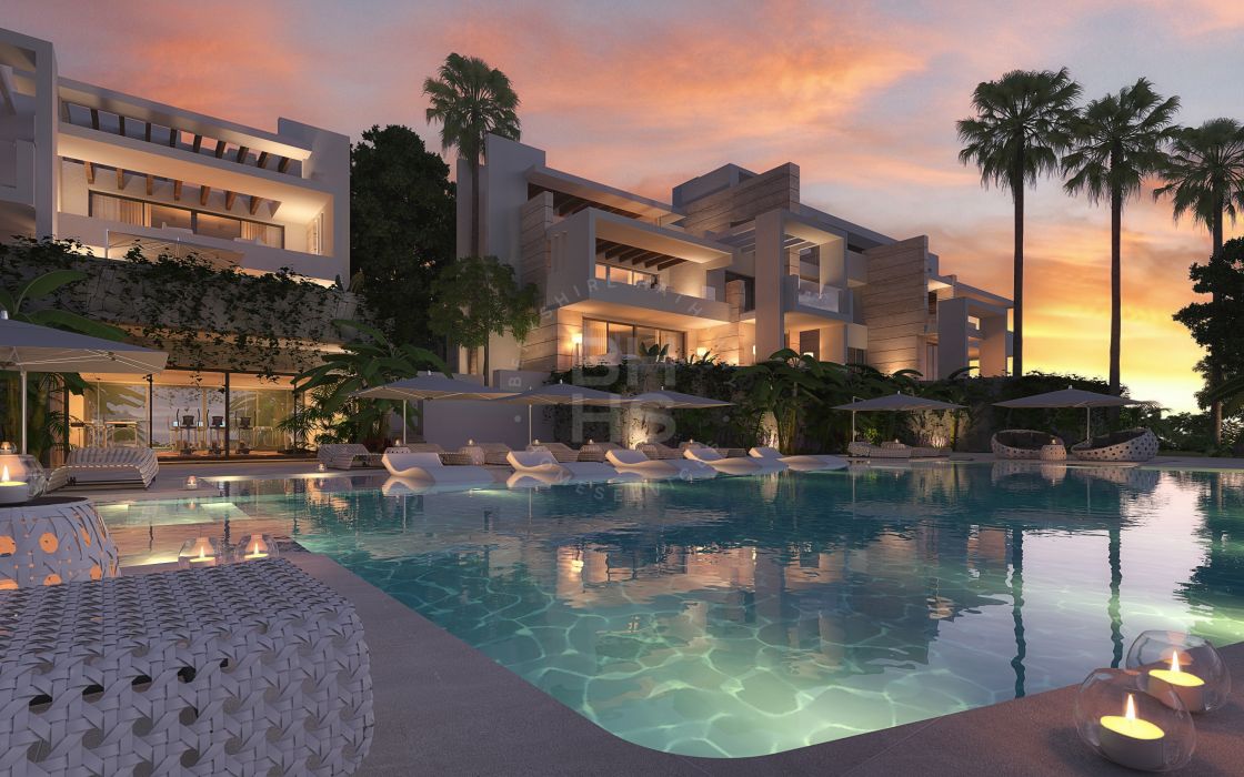 Contemporary off-plan garden apartment with sea views located minutes away to Marbella Centre