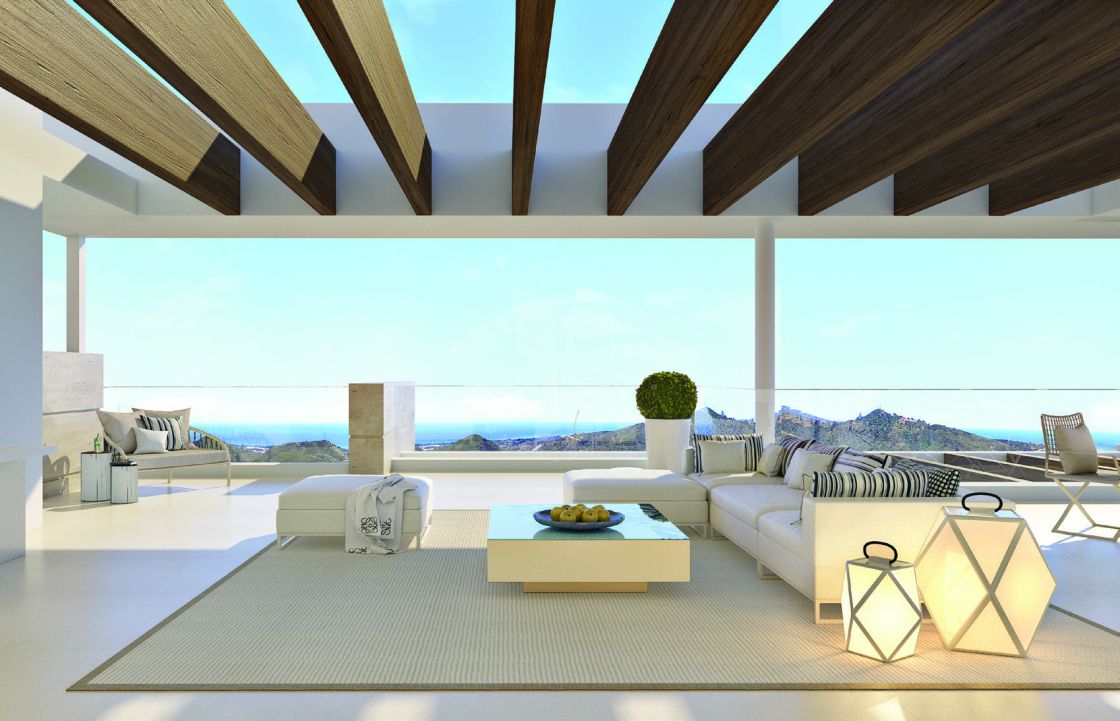 Contemporary off-plan garden apartment with sea views located minutes away to Marbella Centre