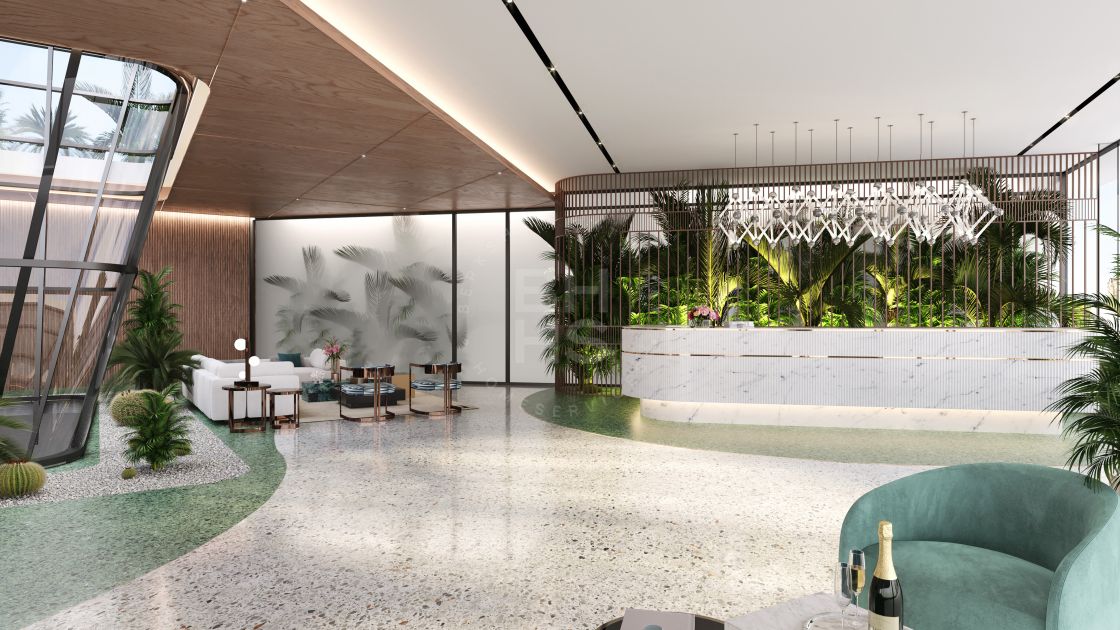 Spectacular ground-floor duplex in an off-plan development of 74 state-of-the-art homes on Marbella’s Golden Mile