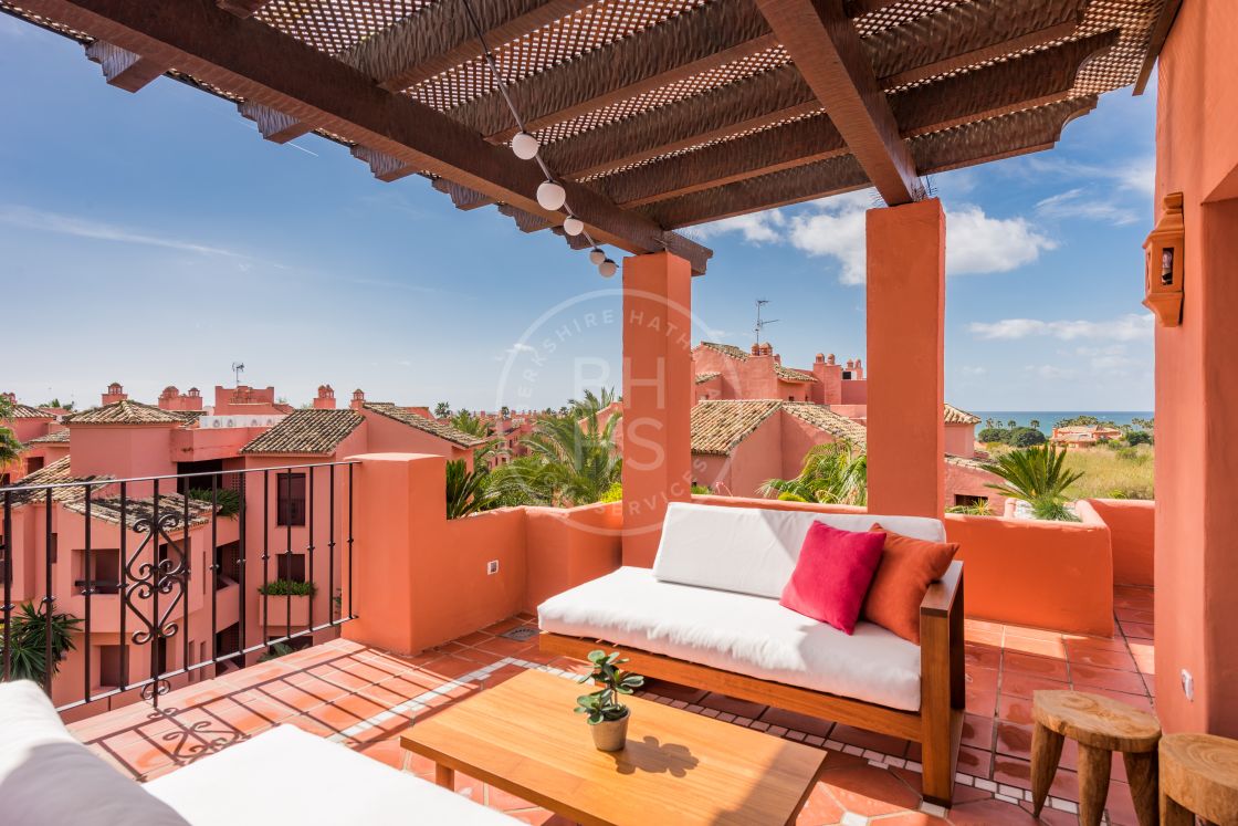 Exclusive property: Outstanding duplex penthouse with panoramic views to the Mediterranean sea, Gibraltar and Africa in Los Monteros Hill Club.