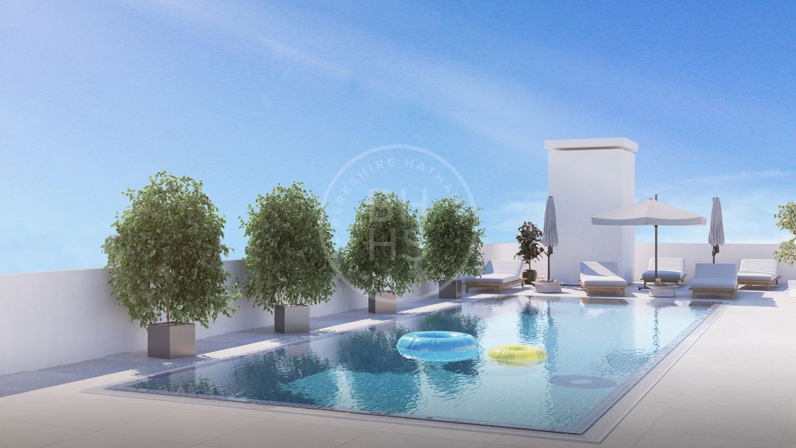 Off-plan apartment with communal swimming pool on the roof in Estepona centre