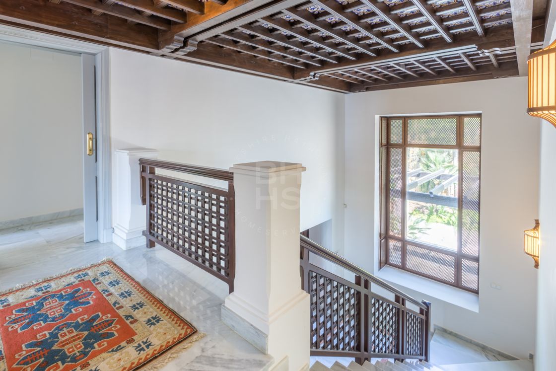 Elegant Andalusian-style villa with Moorish features in Sierra Blanca, one of the most prestigious gated residential areas on Marbella’s Golden Mile