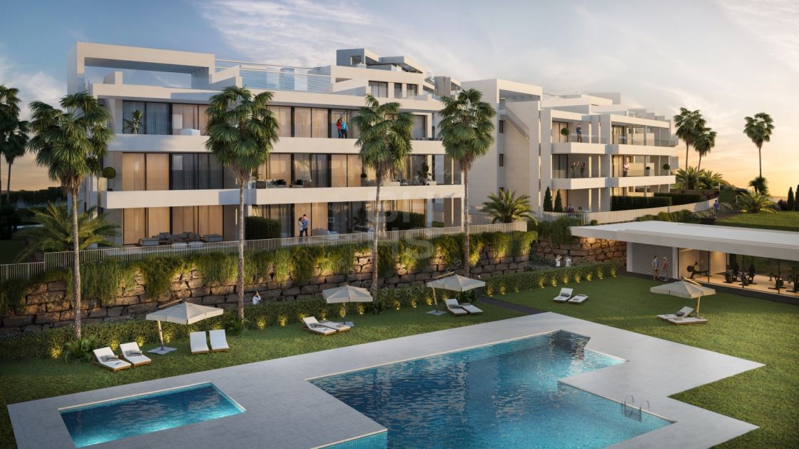 Modern first-floor apartment in an off-plan development with sea and golf views close to the Estepona marina