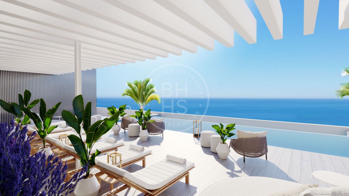 Moderno gran apartamento en un nuevo proyecto de viviendas de lujo con vistas panorámicas al mar en la costa oeste de Málaga