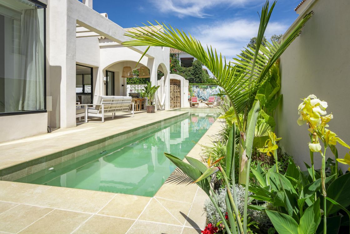 Mediterranean beach house with contemporary interior in Casablanca, on Marbella's Golden Mile.