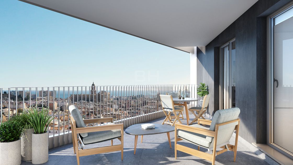 1-bedroom apartment in a cutting edge off-plan complex with panoramic views over Malaga city and the coast