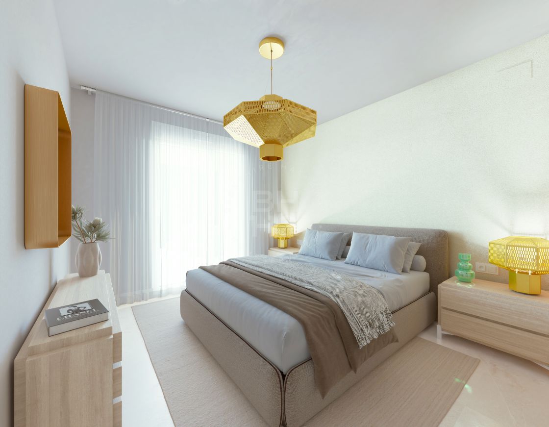 Bright, spacious off-plan front line golf garden apartment in Estepona Golf