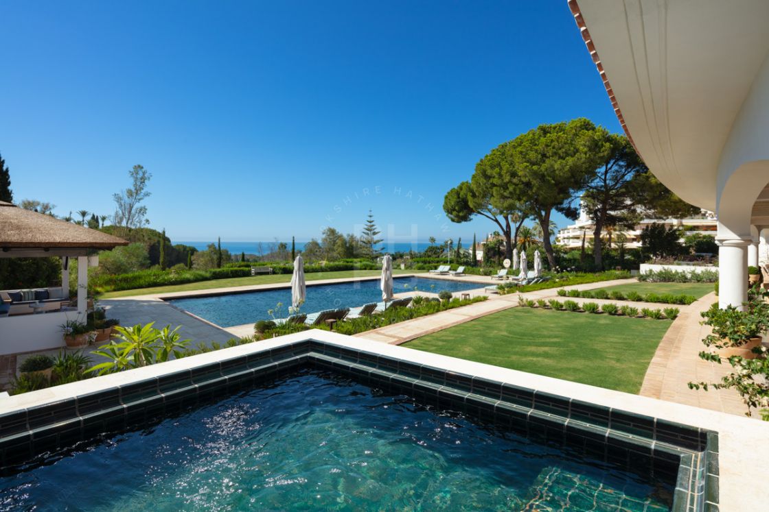 Exquisitely conceived estate with breathtaking and unencumbered panoramic views in Las Lomas del Marbella Club, on Marbella’s Golden Mile