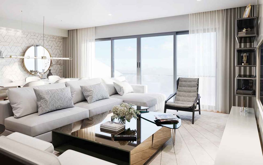 Ground-floor apartment in a low-rise residential complex with panoramic sea views in Fuengirola