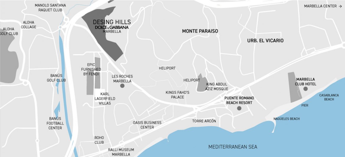 a map of a city of Marbella