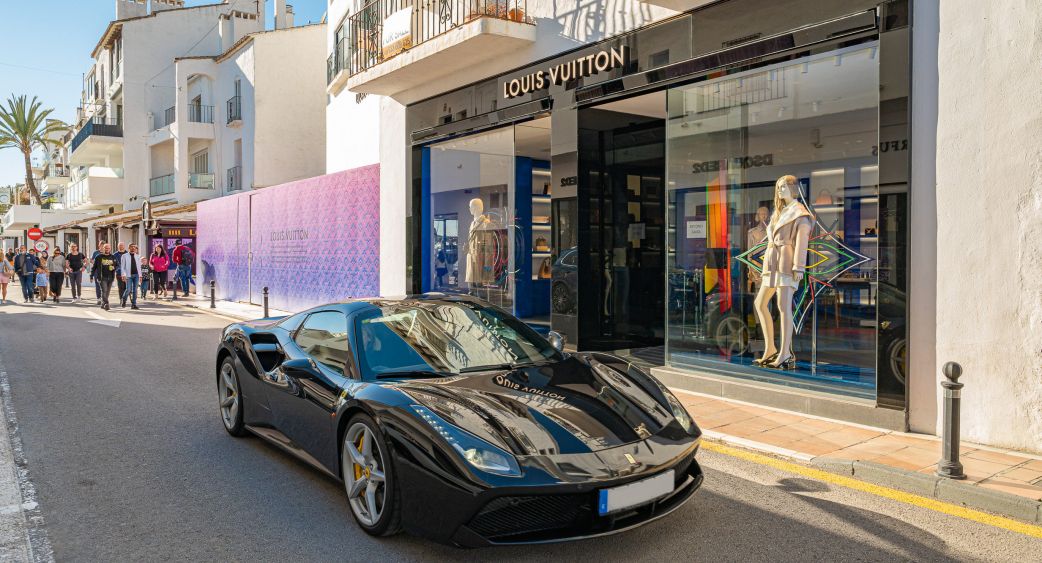 Luxury car in Puerto Banus, one of the most elegant places in