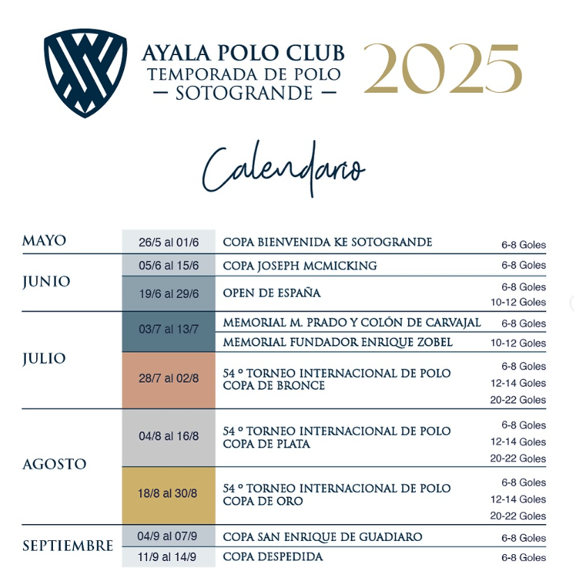 Calendario torneos Polo en Sotogrande 