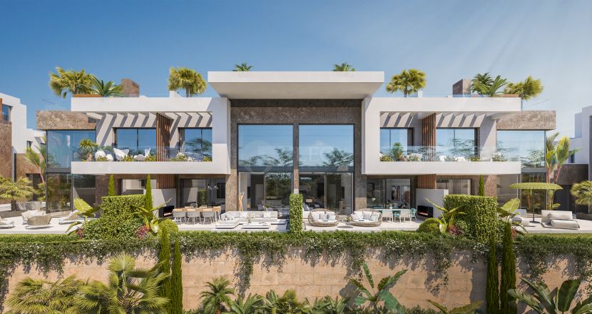 New gated complex of 27 semi-detached with sea views and private swimming pools in Marbella East