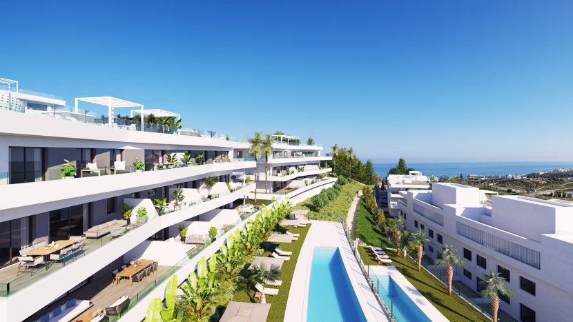 Apartamentos y áticos modernos con vistas al mar en Estepona