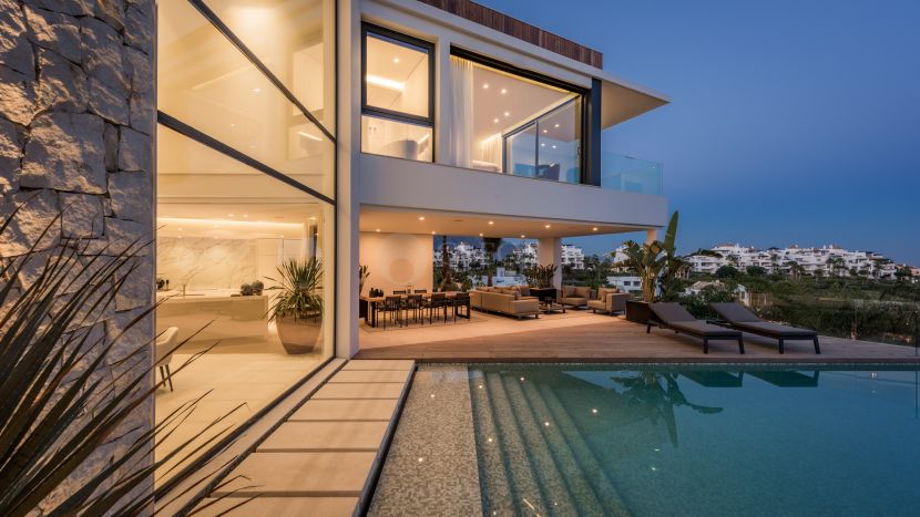 Spectacular contemporary villa for sale with amazing panoramic sea and golf views