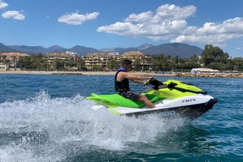 man on jet ski, jet skiing is one of the water sports and activities in Marbella