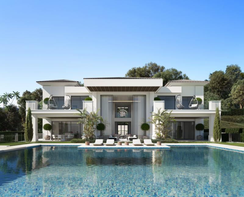 Exclusivo Proyecto de Villa de Lujo con Vistas Panorámicas al Mar en Primera Línea de Golf en Los Flamingos, Benahavís