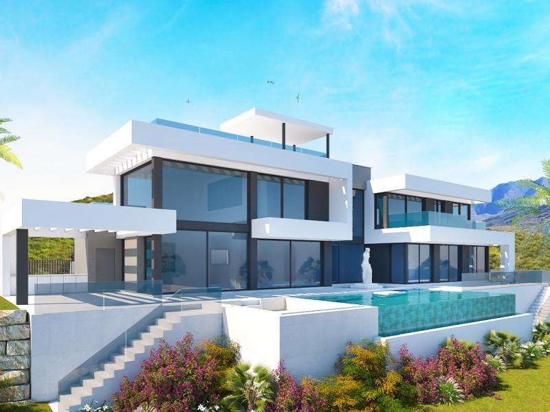 Brand new modern contemporary villa in construction.