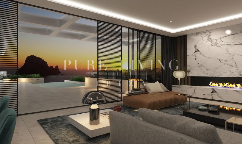Nuevas villas de lujo con piscina privada y vistas al atardecer en Ibiza