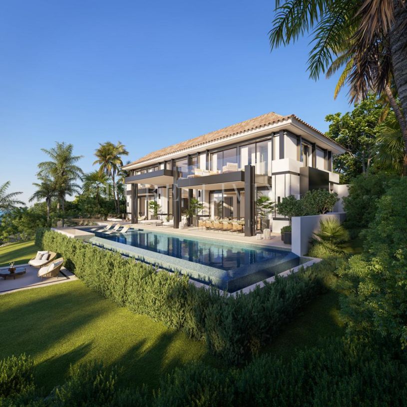 Spectaculaire nieuw gebouwde moderne villa met zes slaapkamers en uitzicht op zee in Golden Mile.