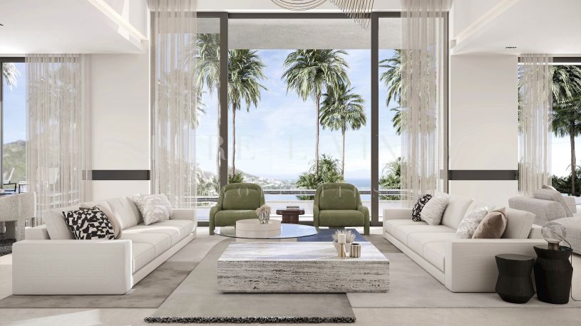 Spectaculaire nieuw gebouwde moderne villa met zes slaapkamers en uitzicht op zee in Golden Mile.