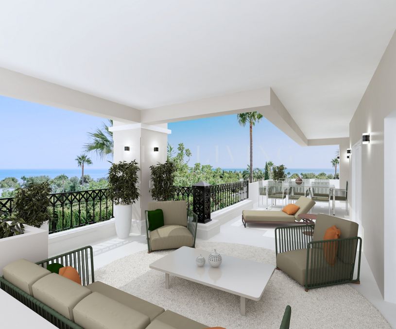 Newly renovated three bedroom apartment with panoramic views in Marbella Golden Mile