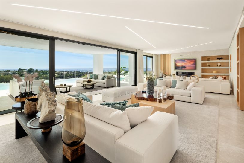 Contemporary Elegance with Panoramic Views of Sea, Golf and Mountains