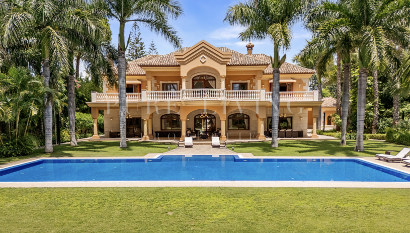 Luxueuse villa en bord de mer avec huit chambres à Guadalmina Baja, grand terrain et spa privé