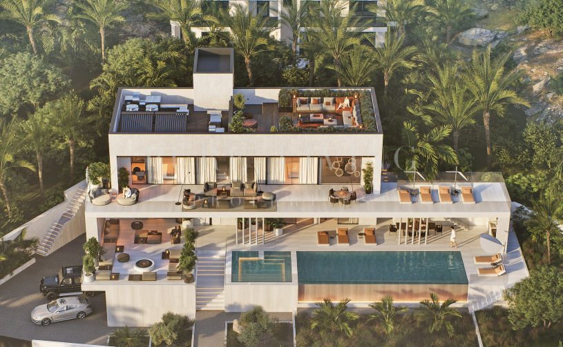 Brand new contemporary villa under construction in La Alqueria Benahavis