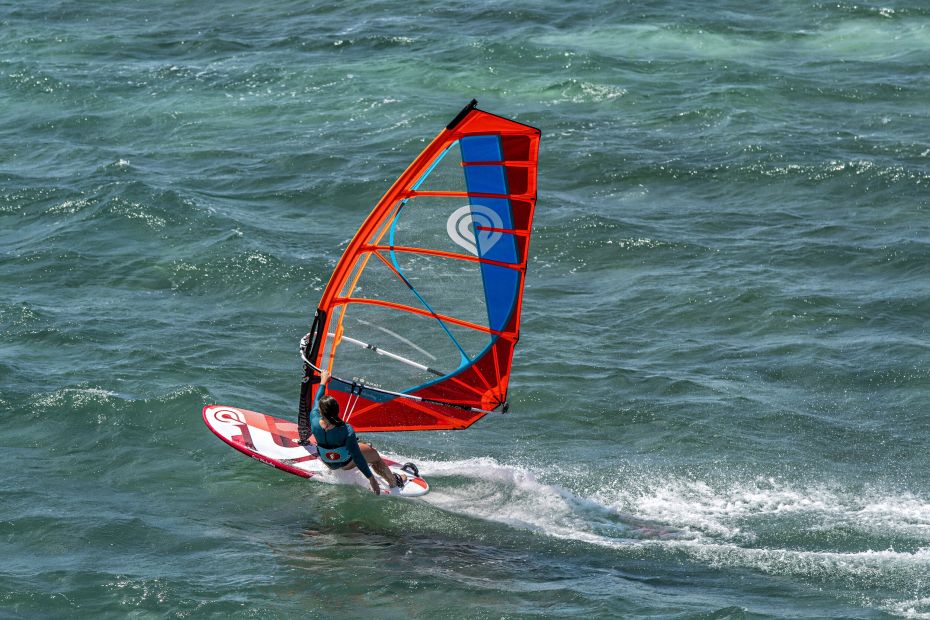 Photograph of a woman windsurfind in Tarifa in Cadiz