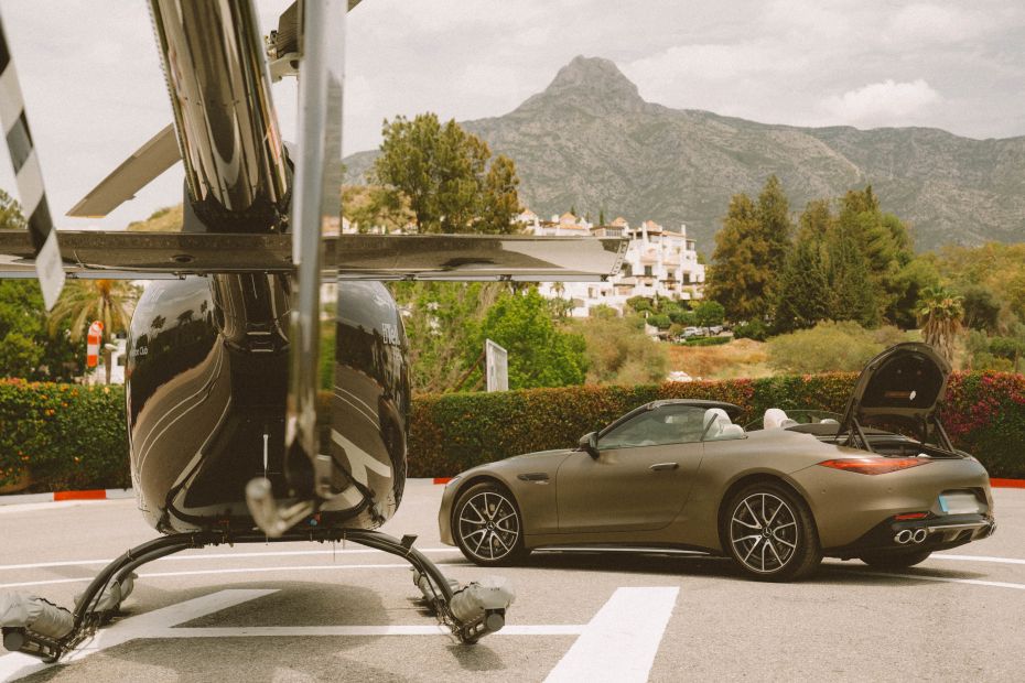 helicopter and car in Marbella
