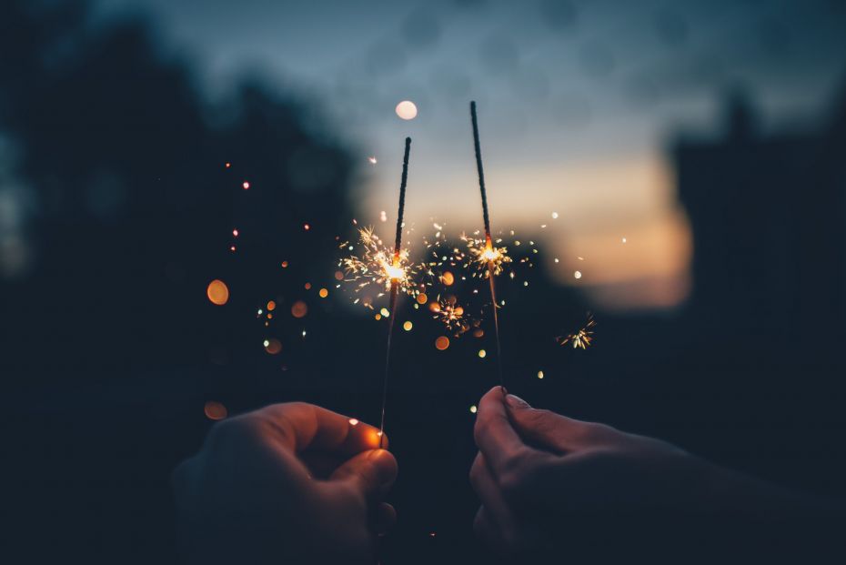 Sparklers lit to celebrate New Years Eve