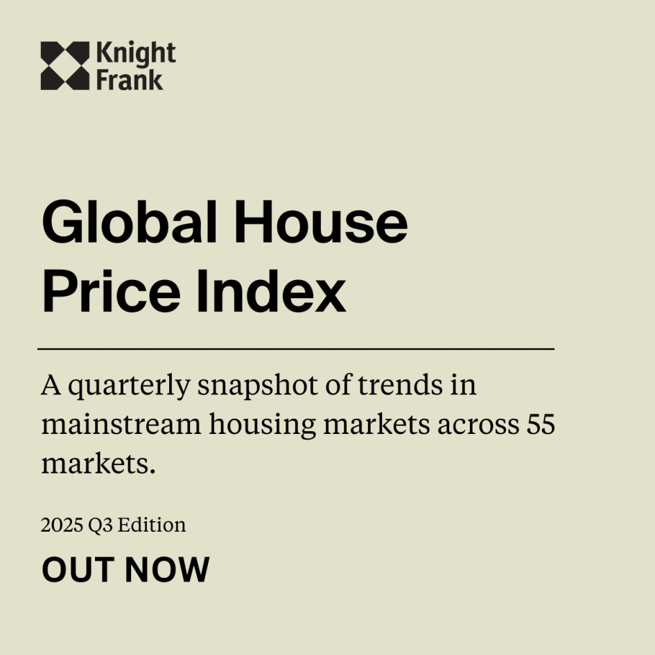 Índice global de precios inmobiliarios de Knight Frank, tercer trimestre de 2025.
