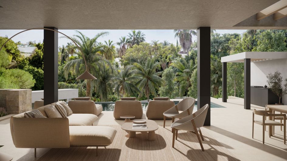 Indoor outdoor experience of Noura Villa in prestigious Marbella Golden MIle