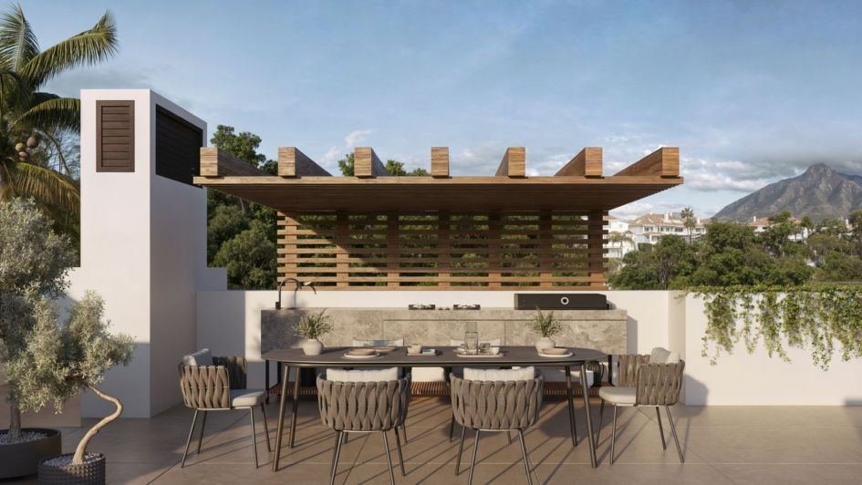 Rooftop Solarium in Noura Villa, Marbella Golden Mile. Prestigious luxury property.