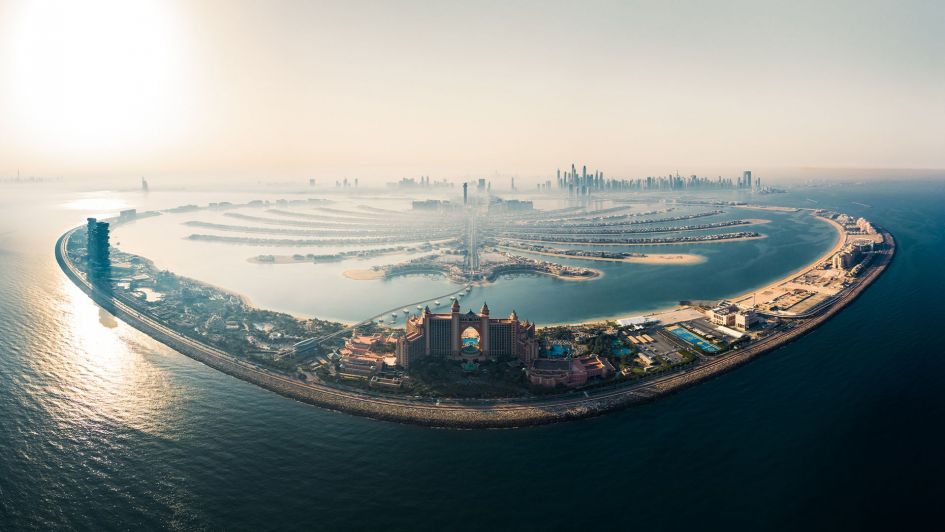 Dubai skyline aerial view