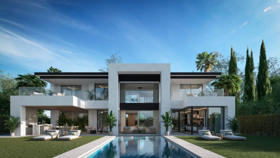 Render de las villas sobre plano Imagine en Estepona Este