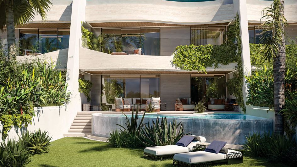 Rendering der Außenansicht der Duplex-Markenwohnungen Aída by Bentley Home, Marbella Golden Mile