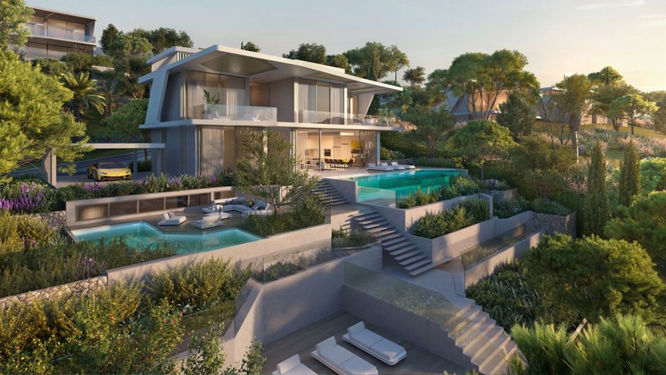 Rendering der Lamborghini-Villa der Marke Tierra Viva, La Alquería, Benahavís