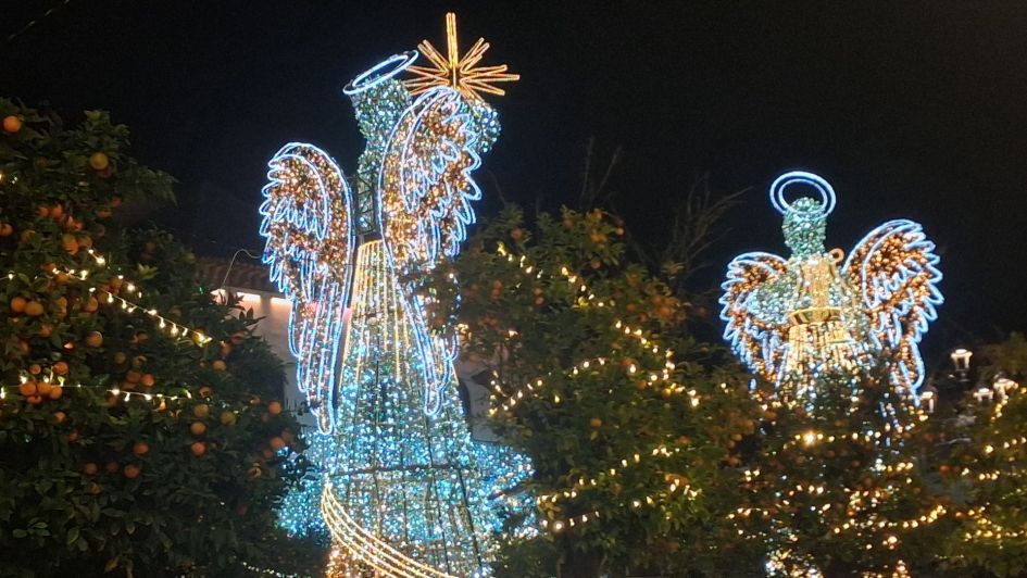 Cental angels marbella christmas lights, plaza de los naranjos, spain, costa del sol