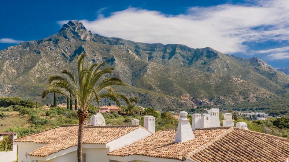 La Concha mountain and rooftop views, Marbella real estate, Costa del Sol, Spain.