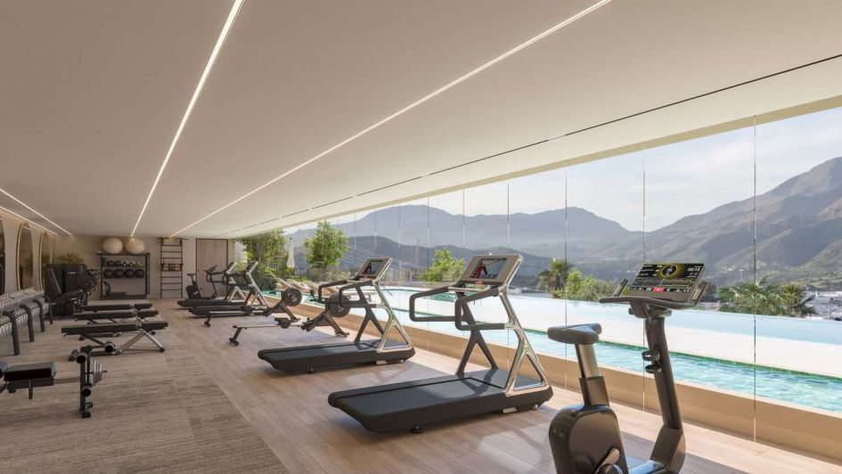 Gym with panoramic mountain views in Maralto, Estepona, Costa del Sol