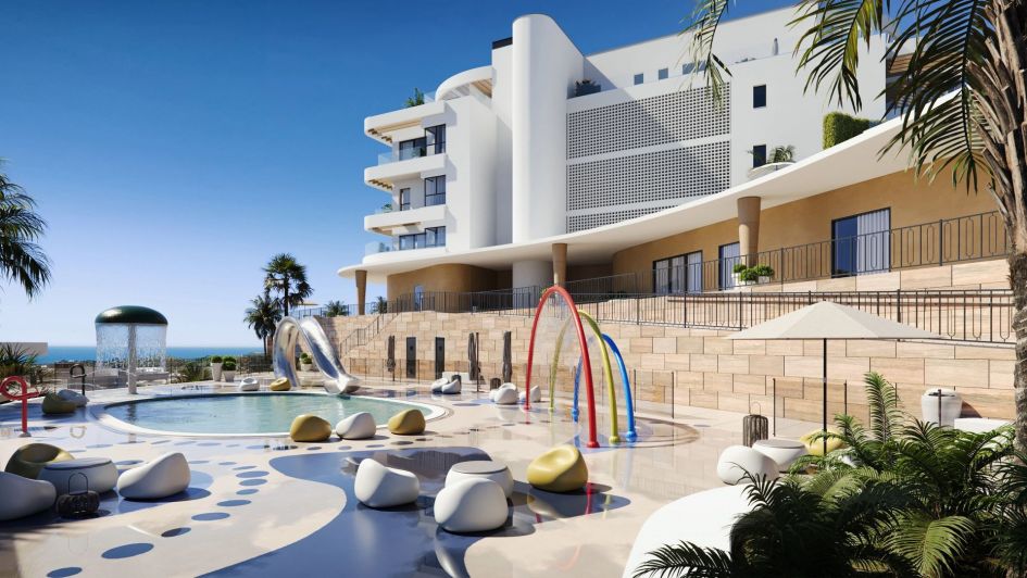 Kids pool area in 360 by Cordia, new development, Cerrado del Aguila, Mijas, Costa del Sol