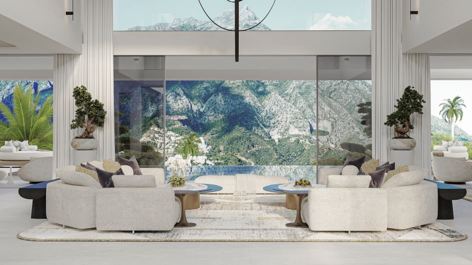White sofa mountains