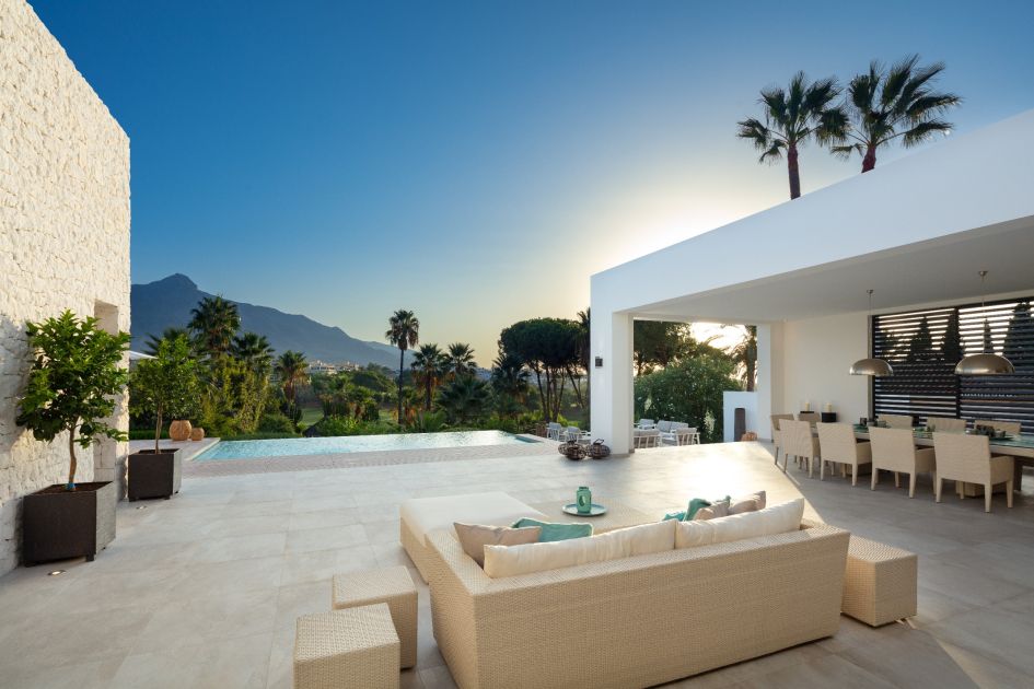 Modern design terrace, Marbella villa