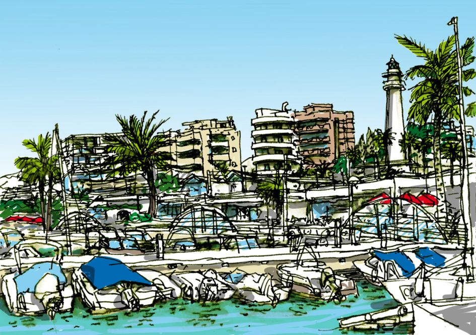 Luiyo-Vázquez Marbella, Pantalanes del Puerto hacia el faro