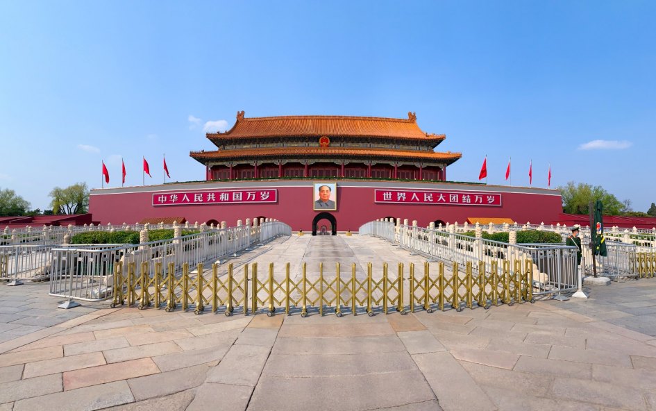 Beijing, China. Puerta de la Torre de Tinananmen sin visitantes.