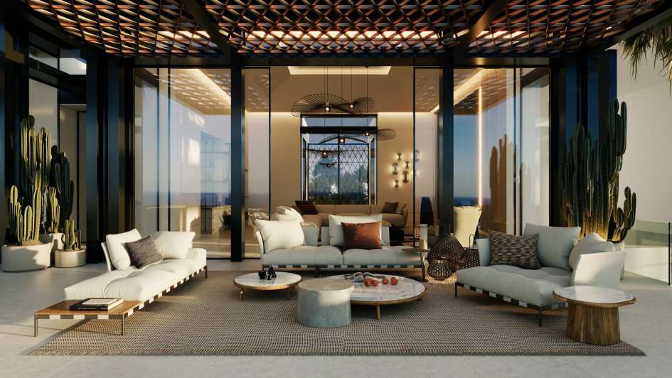 Terraza cubierta diseñada por Ambience Home Design, Marbella